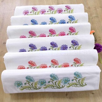 Rüya Etamin Kanaviçe Nakışlı Havlu Beyaz ( 50x90 ) 1 Adet - Rüya