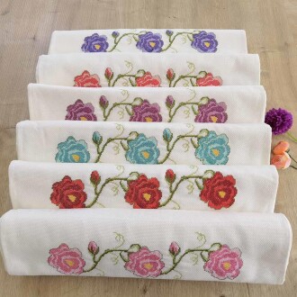 Rüya Etamin Kanaviçe Nakışlı Havlu Krem ( 50x90 ) 1 Adet - Rüya