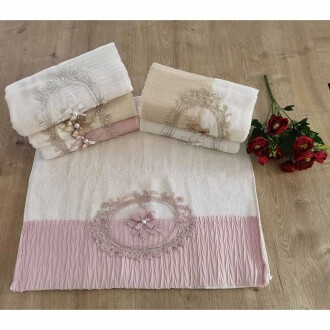 Rüya Pliseli Dantelli Havlu ( 50x90 ) 1 Adet - Rüya