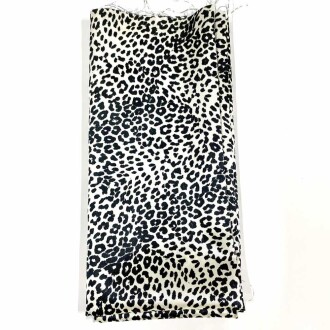 Saten Astar Kumaş ( 50x100 Cm ) Beyaz Leopar L3 - Orivyum