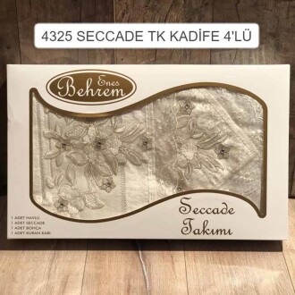Seccade Takımı Kadife 4lu ( Bohça - Havlu - Seccade - Kuran Kılıfı ) - Orivyum