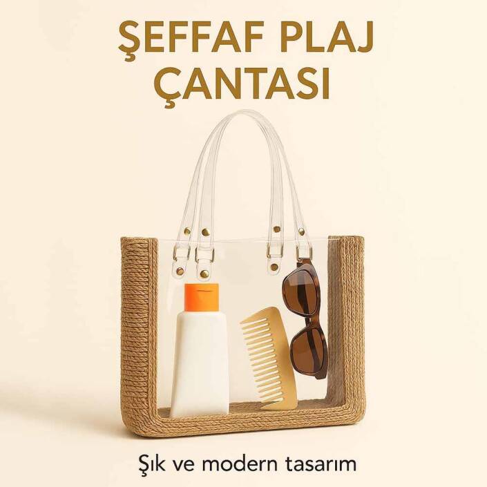 Şeffaf Çanta Kiti - Şeffaf Plaj Çantası 2 Parça - 7