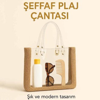 Şeffaf Çanta Kiti - Şeffaf Plaj Çantası 2 Parça - 6