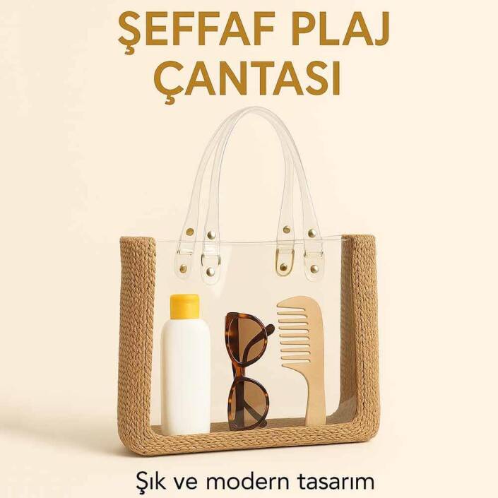 Şeffaf Çanta Kiti - Şeffaf Plaj Çantası 2 Parça - 6
