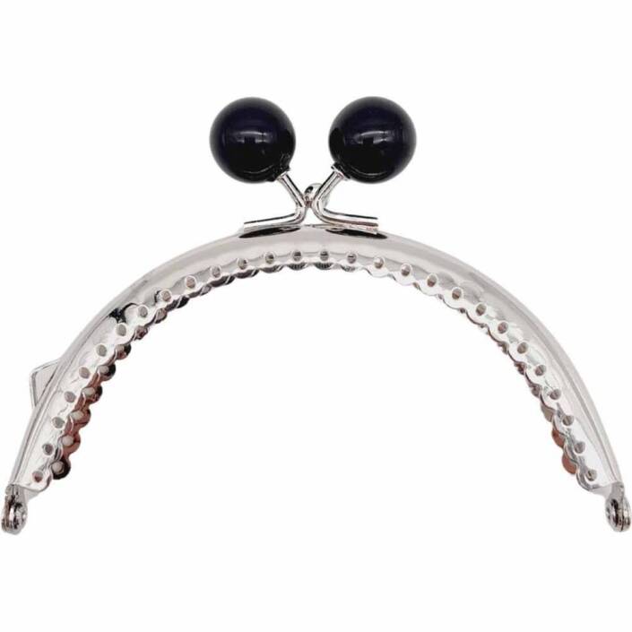 Siyah İnci Taşlı Askılı Cüzdan Klipsi Oval Gümüş ( 1 Adet ) - 1