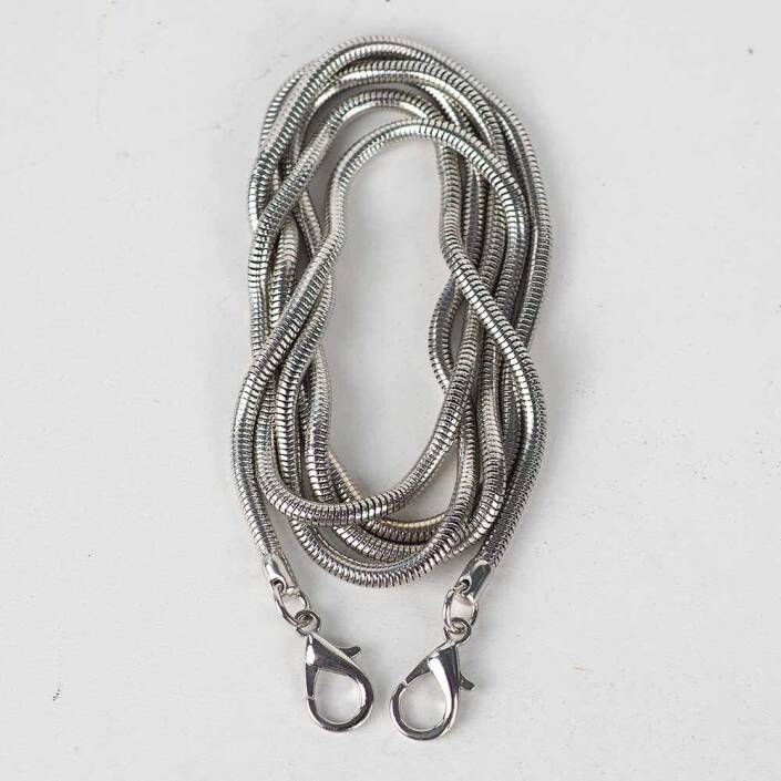 Solucan Model Kancalı Çanta Zinciri Gümüş - 1