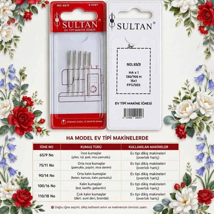 Sultan Ev Tipi Dikiş & Nakış Makinası İğnesi HA 100/16 - 1