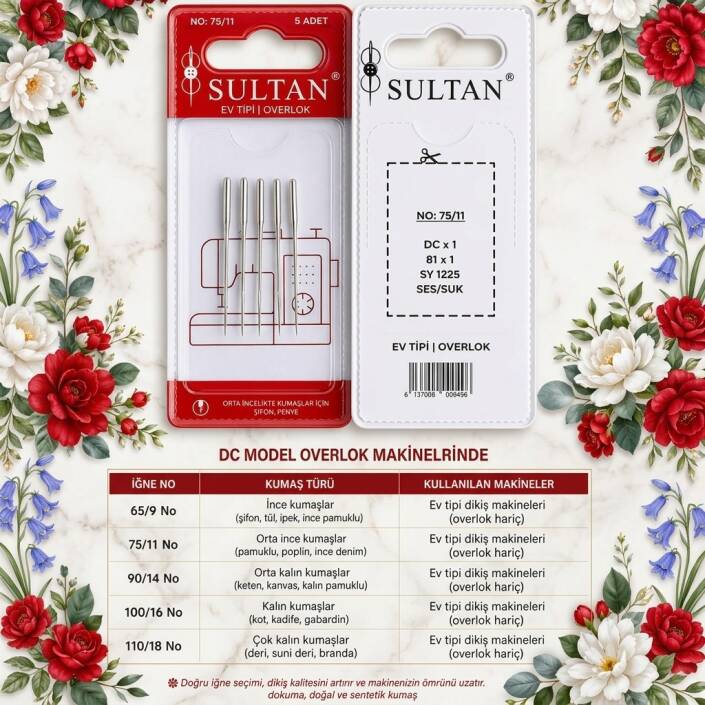 Sultan Ovarlak Makinesi Dikiş & Nakış Makinası İğnesi DP 90/14 - 1