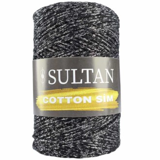 Sultan Simli Pamuk Makrome ( Cotton Sim ) 1032 Siyah Gümüş Sim - 1