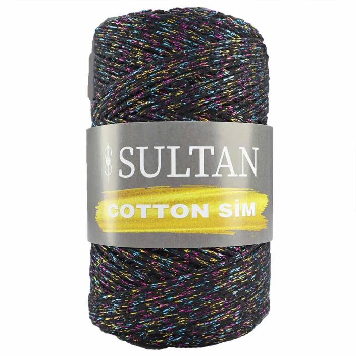 Sultan Simli Pamuk Makrome ( Cotton Sim ) 2032 Siyah Altın Sim - 1