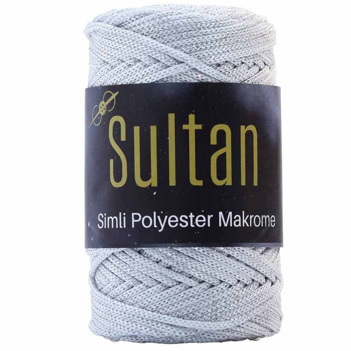Sultan Simli Polyester Makrome NO:3 ( 100 Gram ) 1001 Gümüş - 1