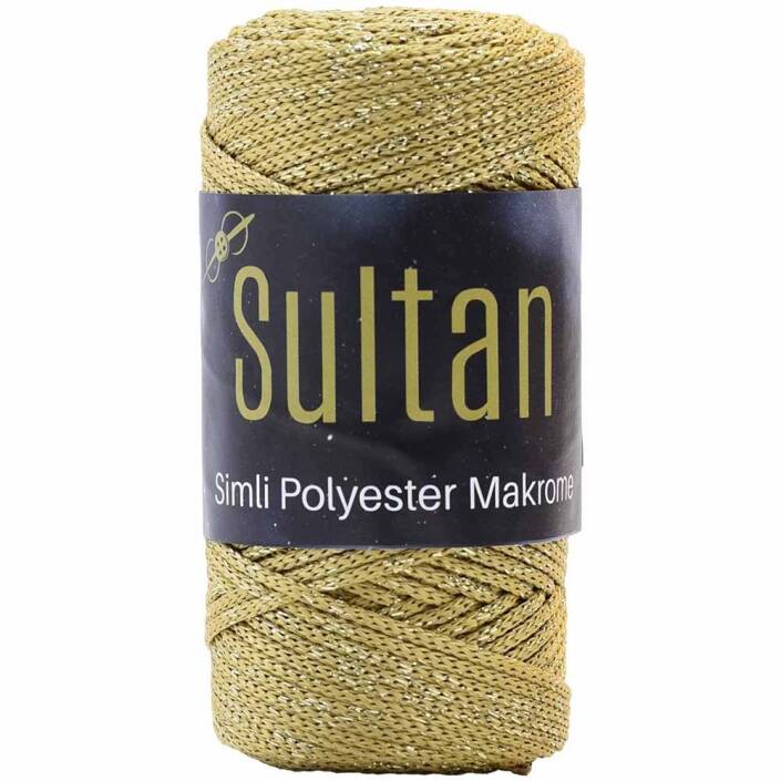 Sultan Simli Polyester Makrome NO:3 ( 100 Gram ) 2050 Altın - 1