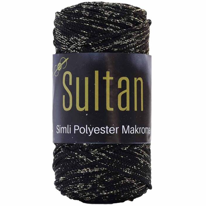 Sultan Simli Polyester Makrome NO:3 ( 100 Gram ) 2270 Siyah Altın Sim - 1
