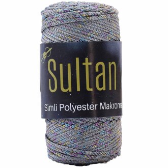 Sultan Simli Polyester Makrome NO:3 ( 100 Gram ) 4064 Gri Rengarenk - Sultan