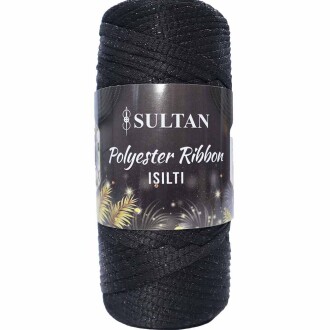 Sultan Simli Polyester Ribbon Işıltı ( 200 Gr ) 2640B Siyaha Siyah Sim - Sultan