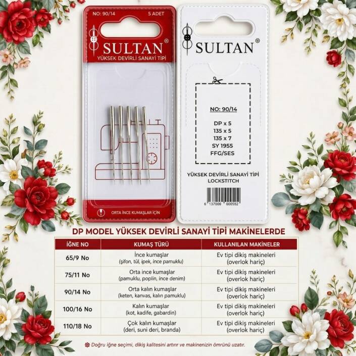 Sultan Yüksek Devirli Sanayi Tipi Dikiş & Nakış Makinası İğnesi DP 75/11 - 1
