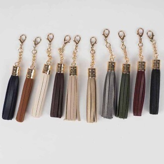 Suni Deri Püskül Çanta Süsü Anahtarlık - Orivyum