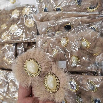 Tavşan Tüyü Patik Süsü Bej ( 1 Çift ) - Orivyum