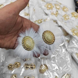 Tavşan Tüyü Patik Süsü Beyaz ( 1 Çift ) - Orivyum