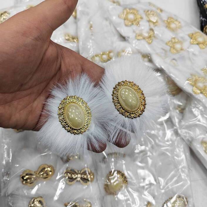 Tavşan Tüyü Patik Süsü Beyaz ( 1 Çift ) - 1