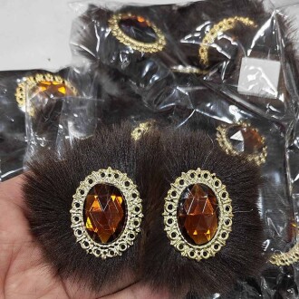 Tavşan Tüyü Patik Süsü Kahve ( 1 Çift ) - Orivyum