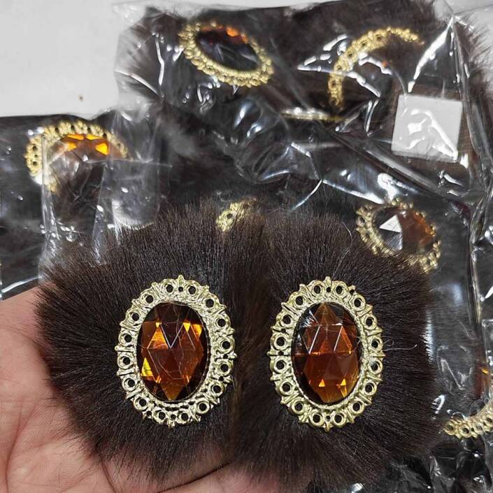 Tavşan Tüyü Patik Süsü Kahve ( 1 Çift ) - 1