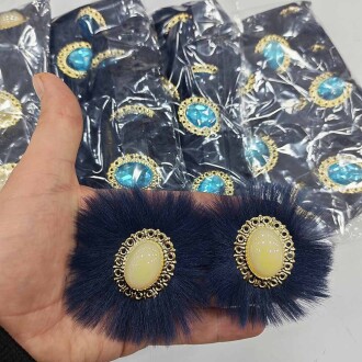 Tavşan Tüyü Patik Süsü Lacivert ( 1 Çift ) - Orivyum