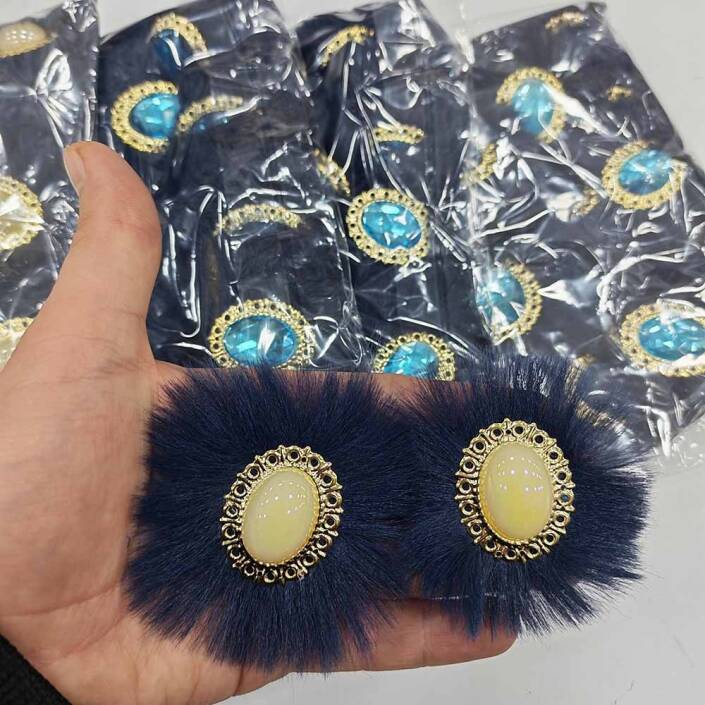 Tavşan Tüyü Patik Süsü Lacivert ( 1 Çift ) - 1