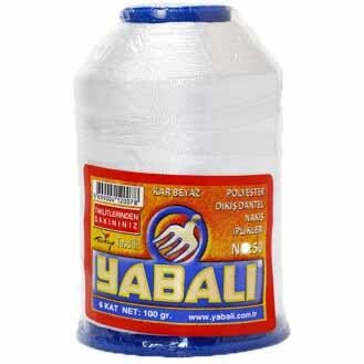 Yabalı Polyester Dantel İpliği 100 Gr Kar Beyaz No: 50 - Yabalı