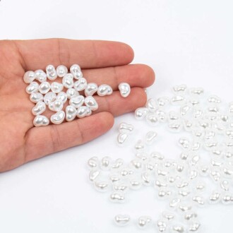 Yamuk Beyaz İnci Boncuk 6X9 Mm Delikli ( 100 Gr ) - Orivyum
