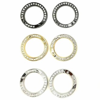 Yuvarlak Taşlı Metal Çanta Halkası Yaylı ( 10 Adet ) - Orivyum